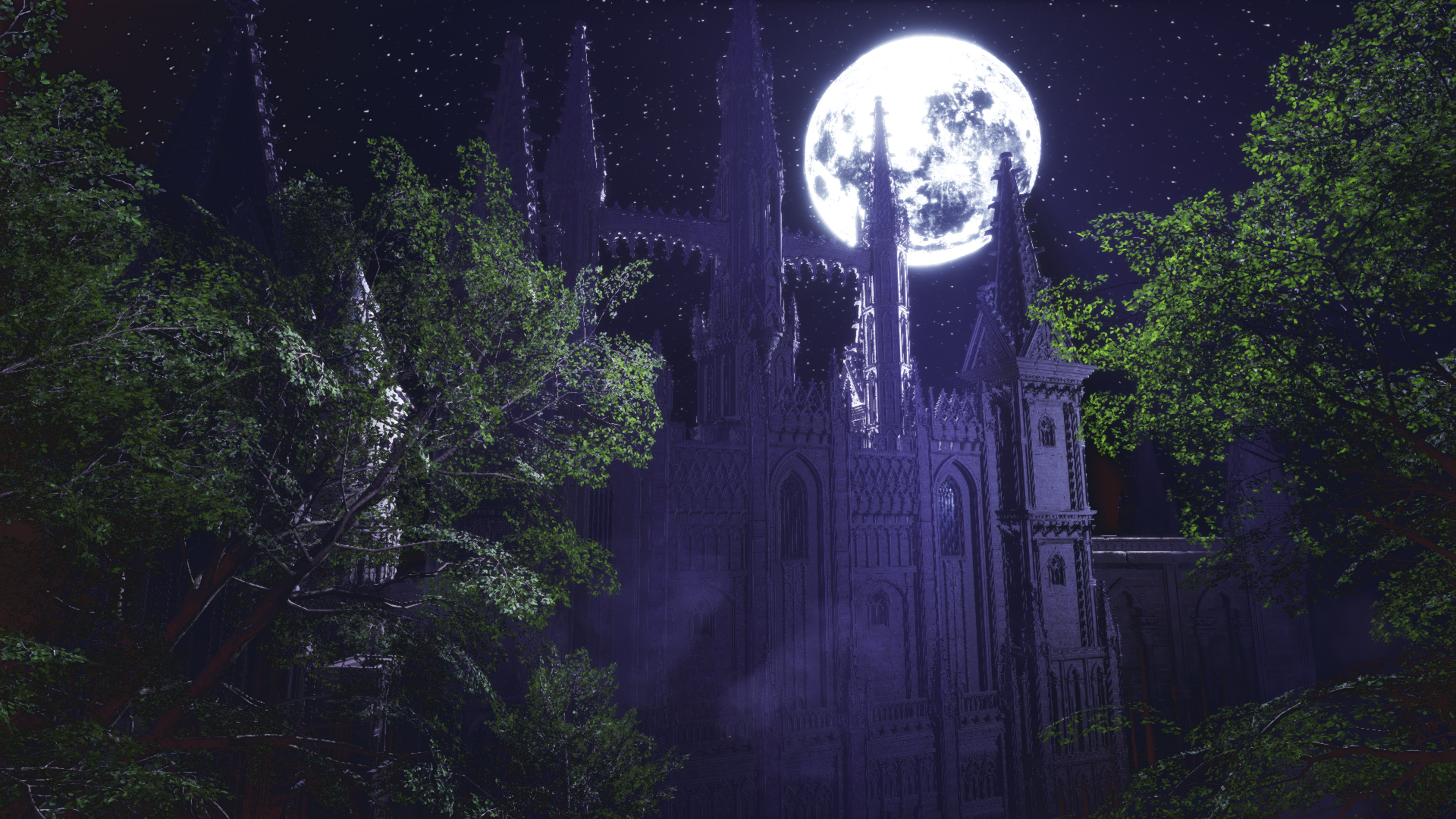 Castle under moonlight
